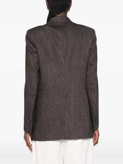 Tagliatore Doublebreasted Jacket With Herringbone Pattern In Brown