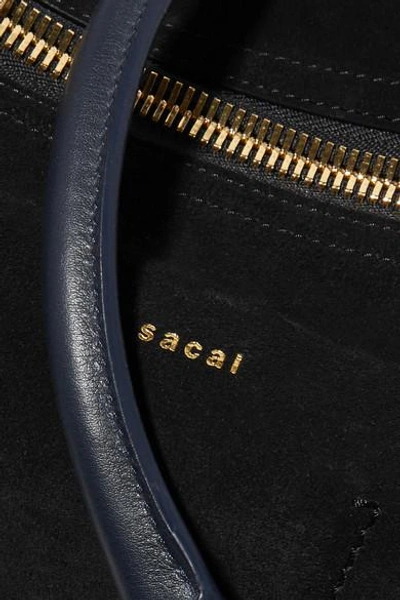 Shop Sacai Coin Purse Suede And Leather Shoulder Bag In Black