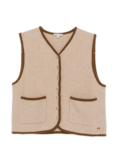 Moismont Contrast-trim Sleeveless Cardigan In Neutral