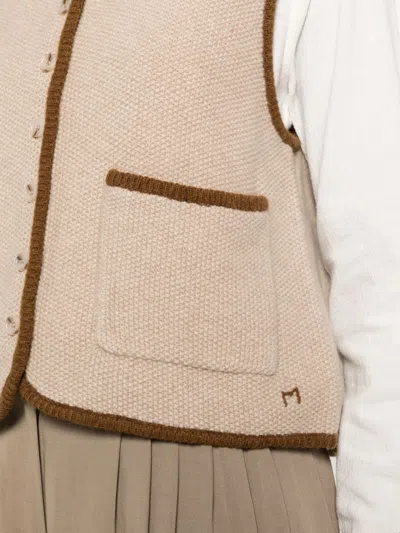 Moismont Contrast-trim Sleeveless Cardigan In Neutral