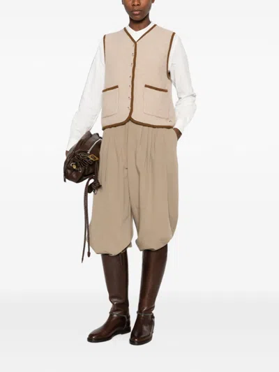 Moismont Contrast-trim Sleeveless Cardigan In Neutral