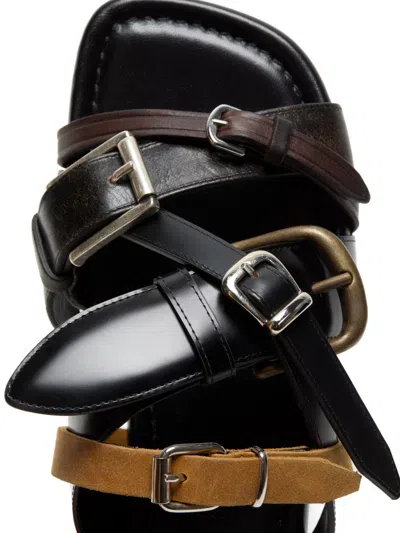 Acne Studios Leather Flat Sandals In Multi