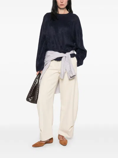 Soft Goat Long-sleeved Pullover In Blue