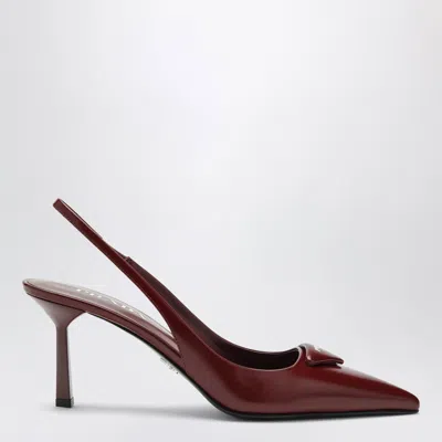 Prada Slingback Pumps In Leather With Brushed Finish In Brown