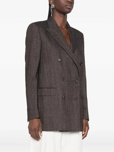 Tagliatore Doublebreasted Jacket With Herringbone Pattern In Brown