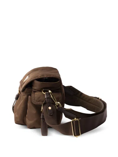 Prada Explore Medium Re-nylon Shoulder Bag With Flap In Brown