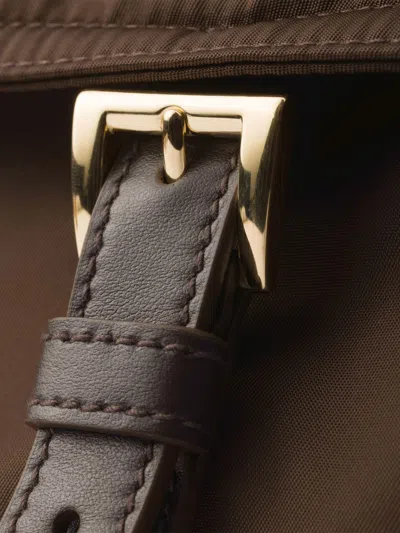 Prada Explore Medium Re-nylon Shoulder Bag With Flap In Brown