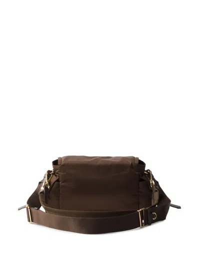 Prada Explore Medium Re-nylon Shoulder Bag With Flap In Brown