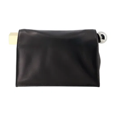 Jacquemus Rectangular Lamb Leather Clutch With Rolled Handle In White