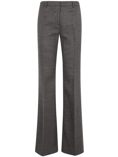 Etro Houndstooth-pattern Flared Trousers In Gray