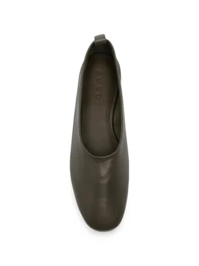 Soeur Pull-tab Leather Ballet Flats In Gray