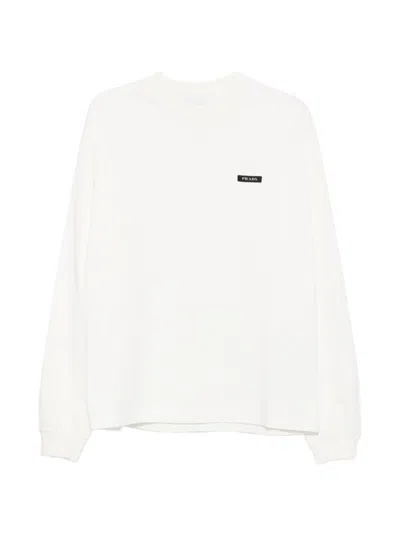 Prada Long-sleeved Cotton T-shirt In Red