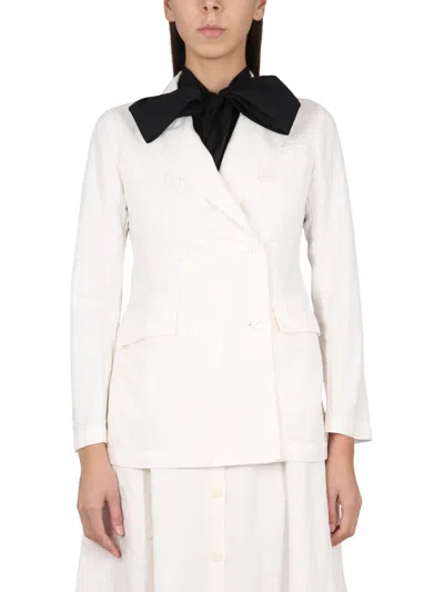 Aspesi Double-breasted Blazer In Ivory