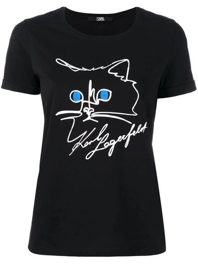 Karl Lagerfeld Choupette Cotton Jersey T-shirt In Black