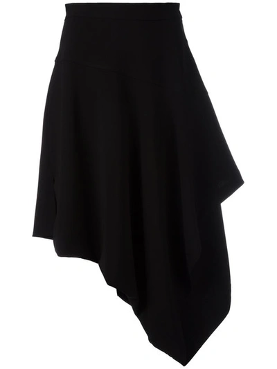 Jw Anderson Asymmetrical Cuff Hem Crepe Skirt In Black