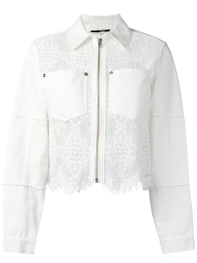 Shop Mcq By Alexander Mcqueen Hybrid Lace Denim Jacket In White