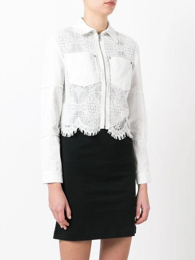 Shop Mcq By Alexander Mcqueen Hybrid Lace Denim Jacket In White