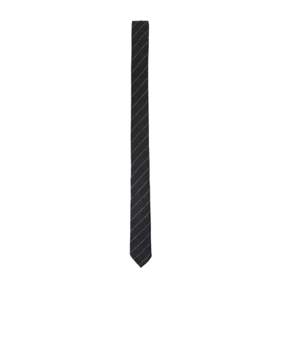 Thom Browne Diagonal Stripe Classic Wool Tie In Grey