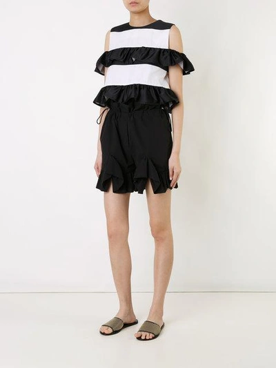 Shop Goen J Ruffle Trim Shorts In Black