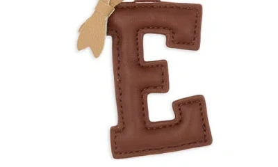 Leith Bow Initial Bag Charm In E- Brown Multi- Gold