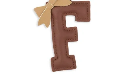 Leith Bow Initial Bag Charm In Brown