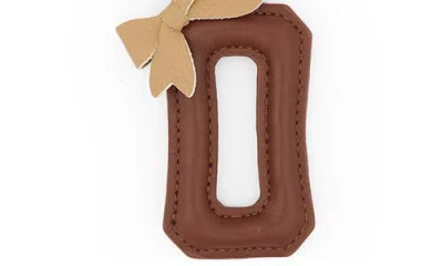 Leith Bow Initial Bag Charm In Brown