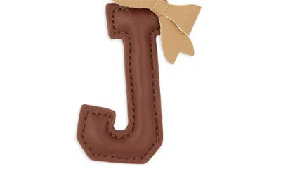 Leith Bow Initial Bag Charm In Brown