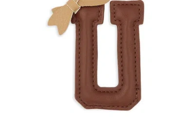 Leith Bow Initial Bag Charm In Brown