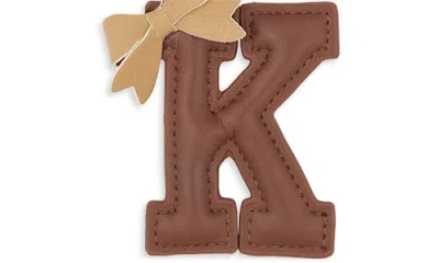 Leith Bow Initial Bag Charm In Brown