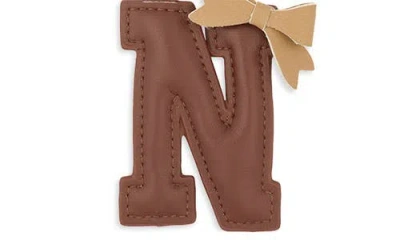Leith Bow Initial Bag Charm In Brown