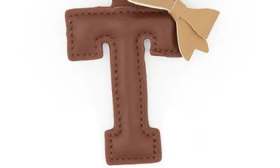 Leith Bow Initial Bag Charm In Brown