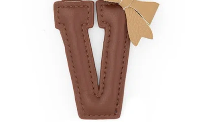 Leith Bow Initial Bag Charm In Brown