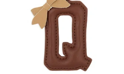 Leith Bow Initial Bag Charm In Brown
