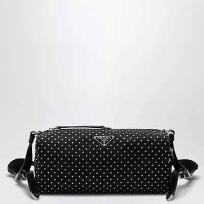 Prada Shoulder Bag Adjustable Strap Studded Design In Black