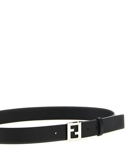 Fendi Men Black Ff Logo Buckle Belt In Black