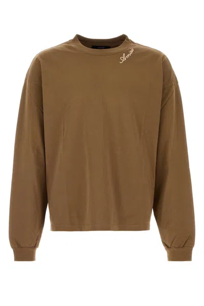 Amiri Script Oversized Long Sleeve Tee In Brown