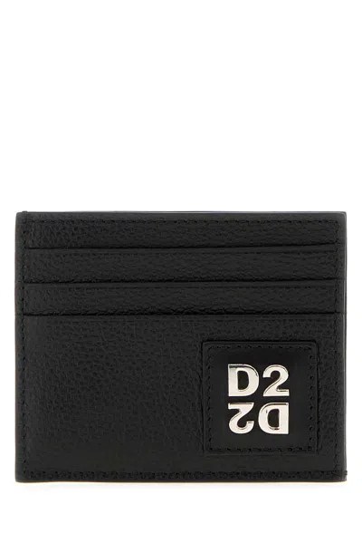 Dsquared2 Logo-plaque Pebbled Leather Wallet In Blue
