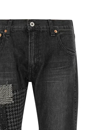 Junya Watanabe Patchwork Distressed Flared Jeans In Black