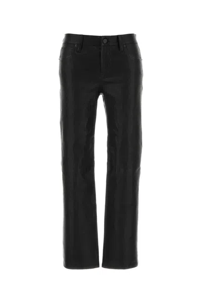 Frame The Leather Mid Rise Ankle Cigarette Jeans In Black In Black