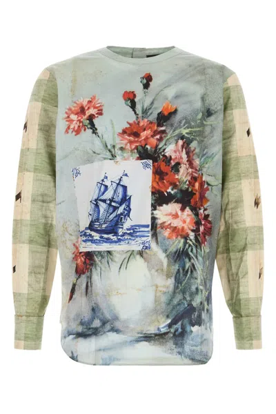 Prada Floral And Ship-print Shirt In Green