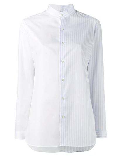 Marie Marot Half Stripe Collarless Shirt