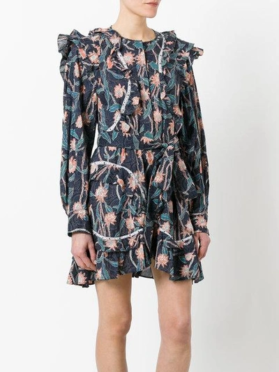 Isabel Marant Ullo Embellished Floral-print Cotton Dress In Navy | ModeSens