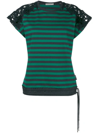 Moncler Striped T-shirt In Green