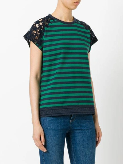 Shop Moncler Striped T-shirt In Green