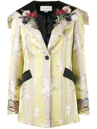 Gucci Embellished Cotton And Silk Jacket In Yellow