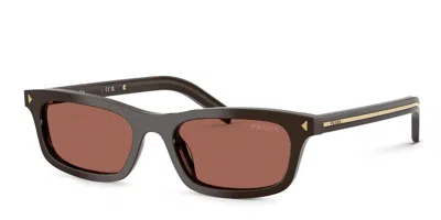 Prada Eyewear Prd05s Rectangle-frame Sunglasses In Brown