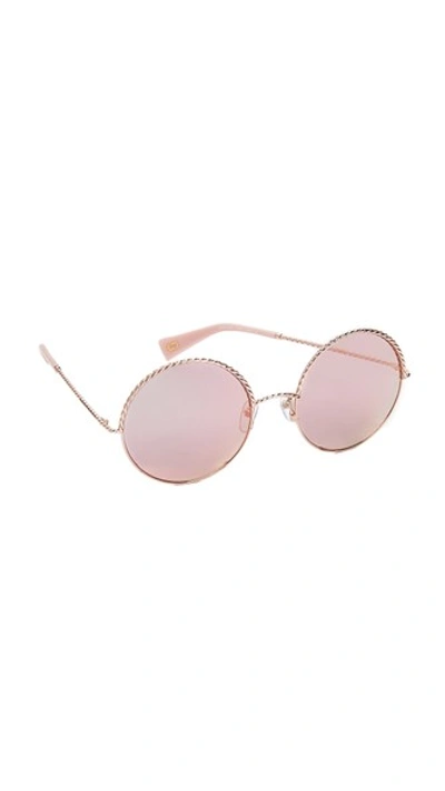 Marc Jacobs Rope Round Sunglasses In Gold Pink/rose Gold | ModeSens