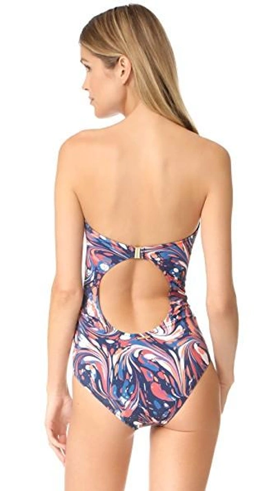 Shop Stella Mccartney Mix & Match One Piece In Coral Marble Print