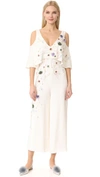 MONIQUE LHUILLIER V NECK JUMPSUIT