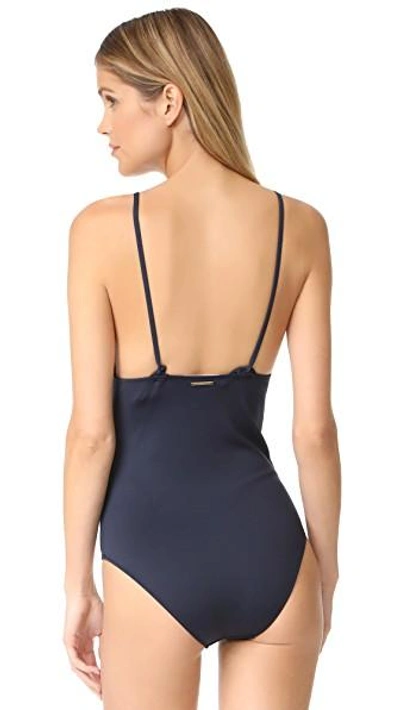 Shop Stella Mccartney Embroidered Floral One Piece In Sky Captain